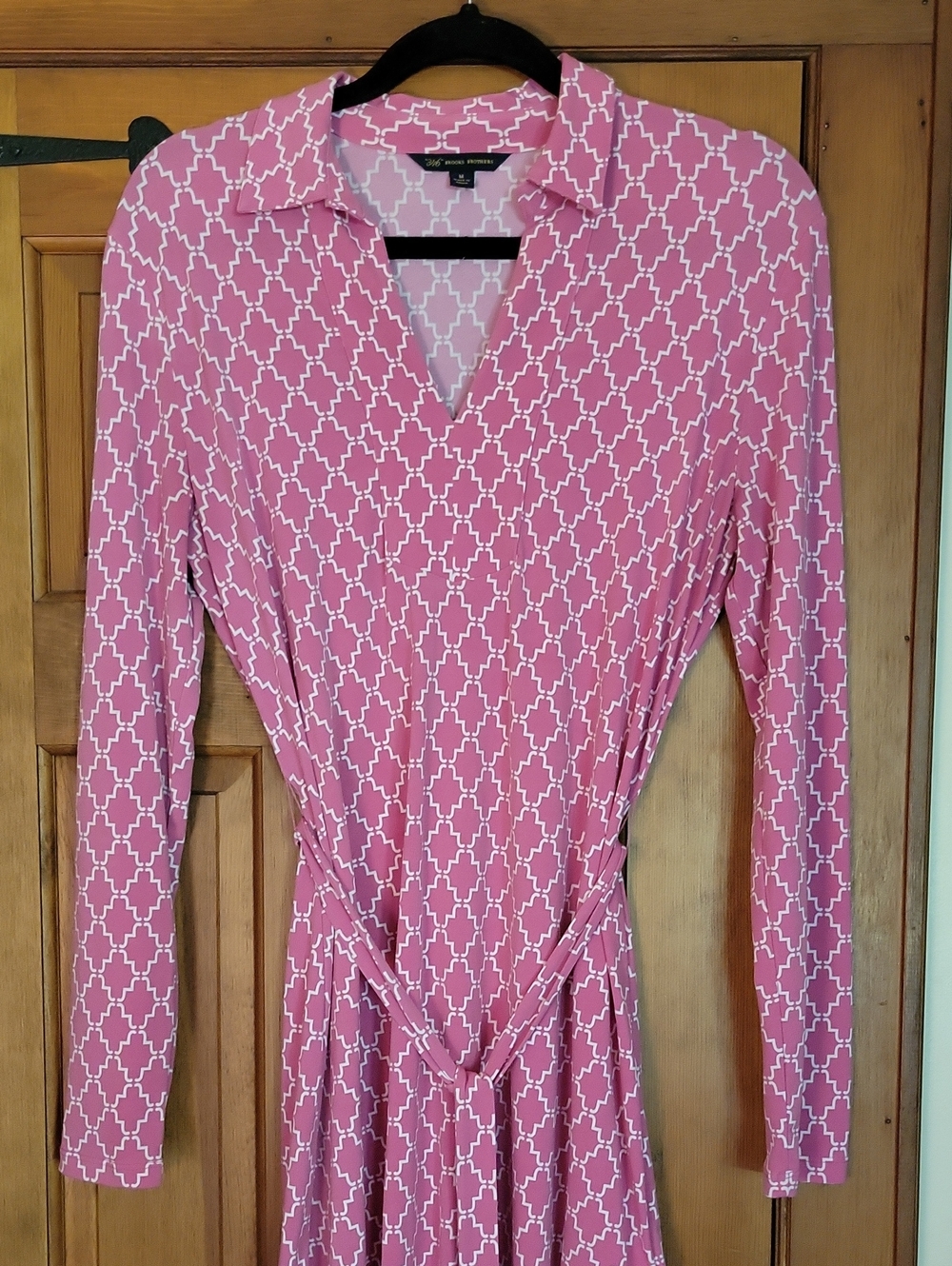 BROOKS BROTHERS Pink Patterned Long-Sleeve Stretch Wrap Dress